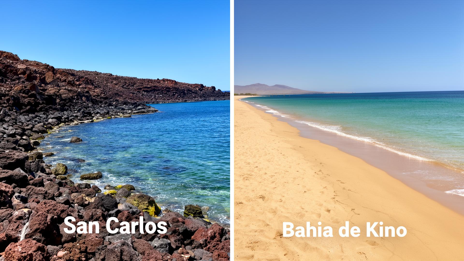 Side by side: San Carlos' Tetakawi coastline and Bahía de Kino's long flat beach, Sonora